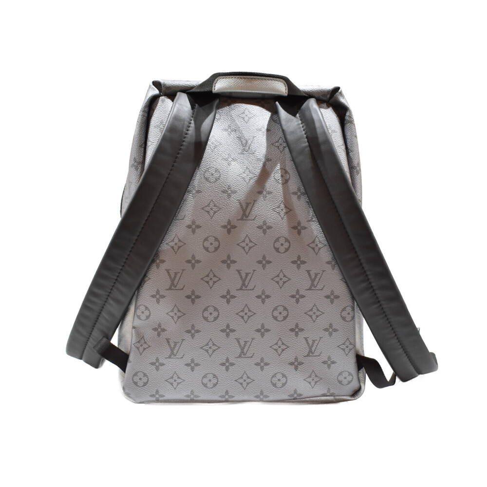 Louis Vuitton Rama Monogram Backpack Black Canvas Bag Discovery Leather Silver